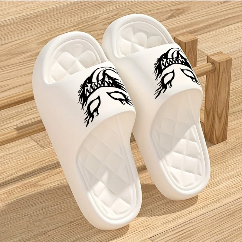 Fashion Unisex Slide Sandals Spring Summer Couples Slippers Face Print Lightweight Thick Sole Daily Comfort