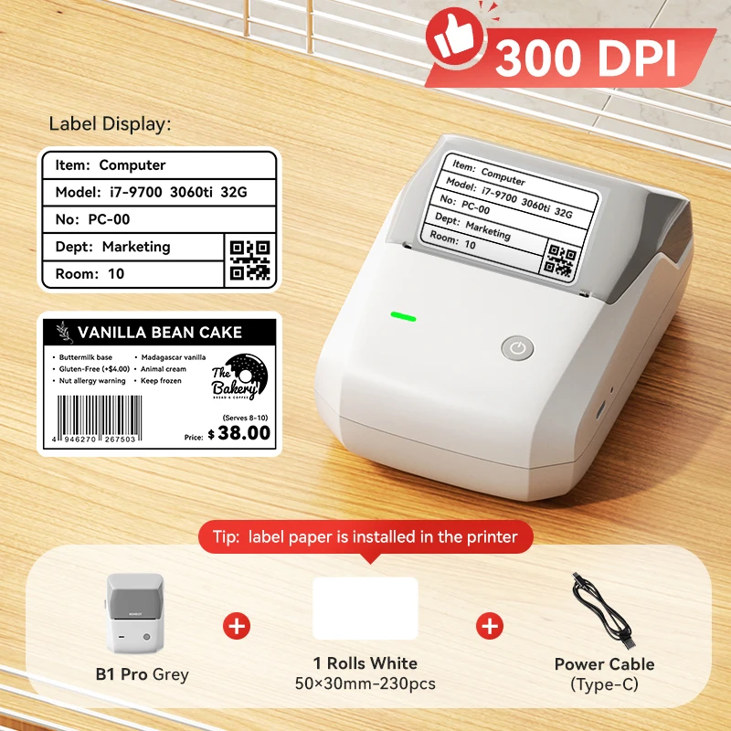 Niimbot B1/B1 PRO Thermische Labelprinter Bluetooth Pocket Label Maker Barcode QR-code Zelfklevende sticker Etiketteermachine - afbeelding 1
