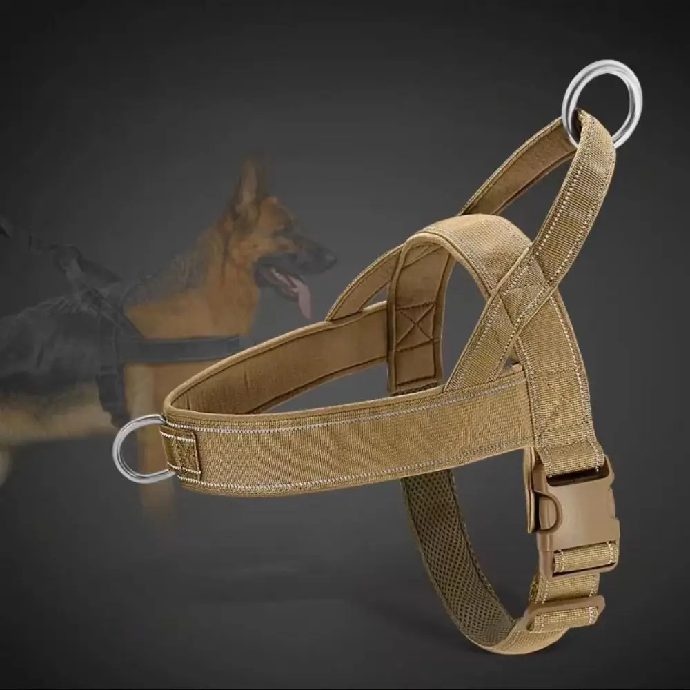 Nylon Pet Walking Harness Vest Adjustable with Reflective Strips Walking Dog Leash Vest Explosion-proof Wear-resistant