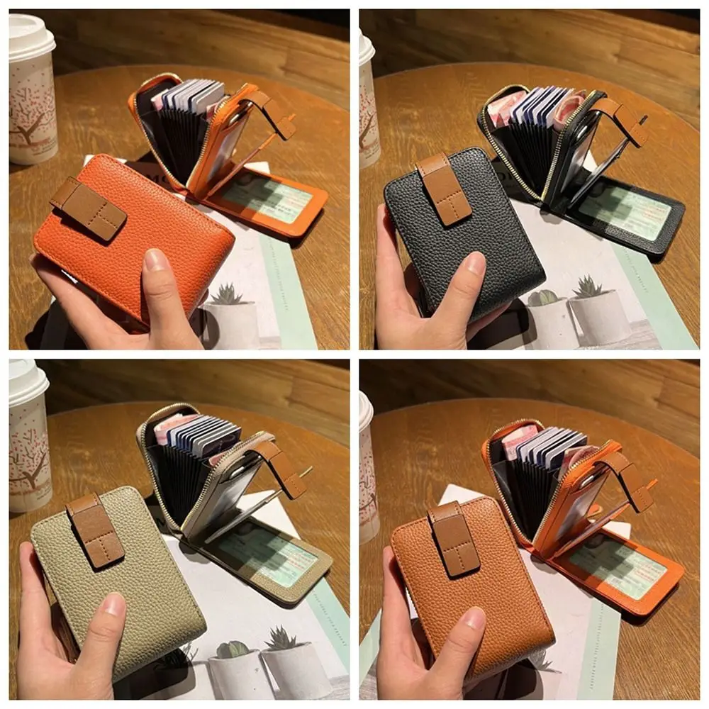 

10 Card Slots Leather Coin Purse Wallet Short Zipper ID Credit Card Holder Multi-position Korean Style Driver's License Case