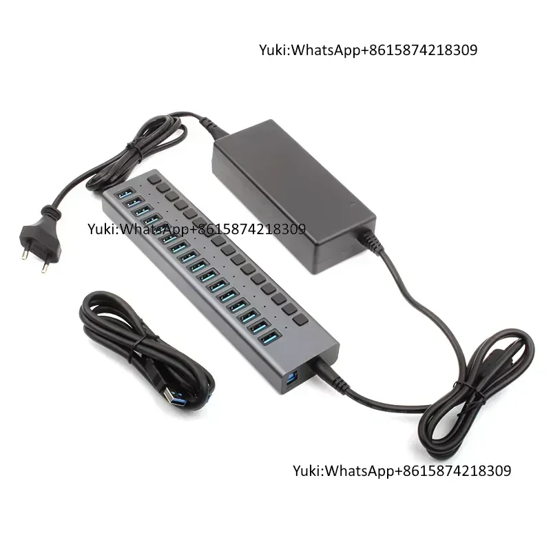16 Ports USB 3.0 5Gbps Data Transfer & Power Plug 90W Multiport HUB for Each USB 3.0 Equipment Extension