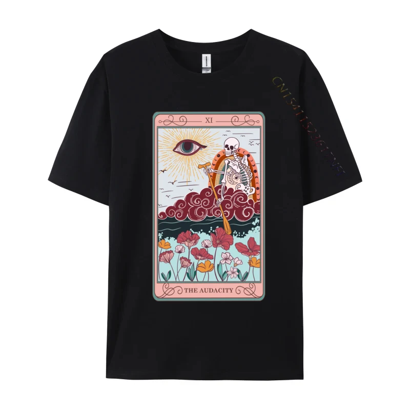 The Audacity Skeleton Tarot Card Sun Eye Aesthetic T-Shirts Men's Tshirt Tees Male Camisa T Shirt 100% Cotton