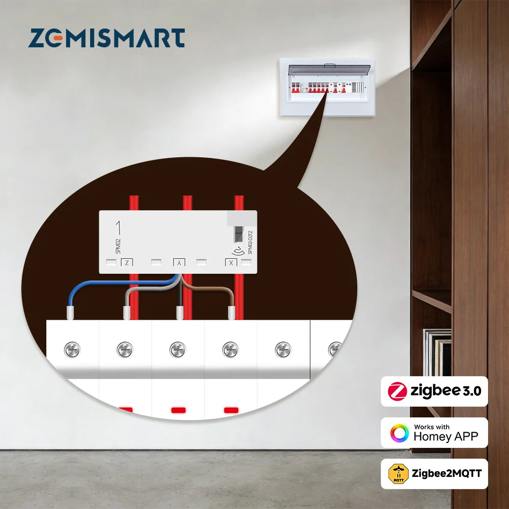 

Zemismart Zigbee 3.0 Energy Meter 3 Phase Power Monitor 63A Electrical Measuring Work with Homey Support Home Assistant via Z2M