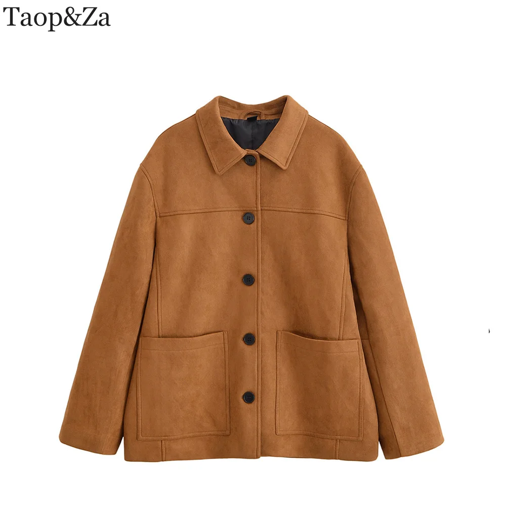 

European and American style foreign trade women's clothing new 2025 fashion versatile solid color suede jacket jacket