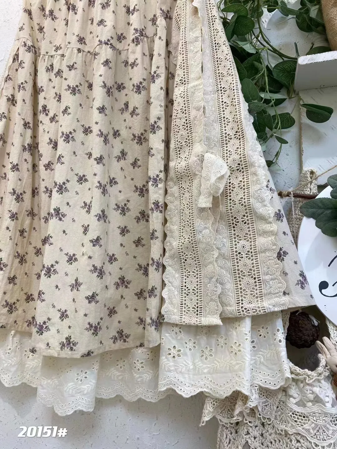 Japanese Lolita Style Cotton Linen Skirt Women Vintage Embroidery Lace Ruffled Kawaii Midi Pleated Skirt New Casual A-line Skirt