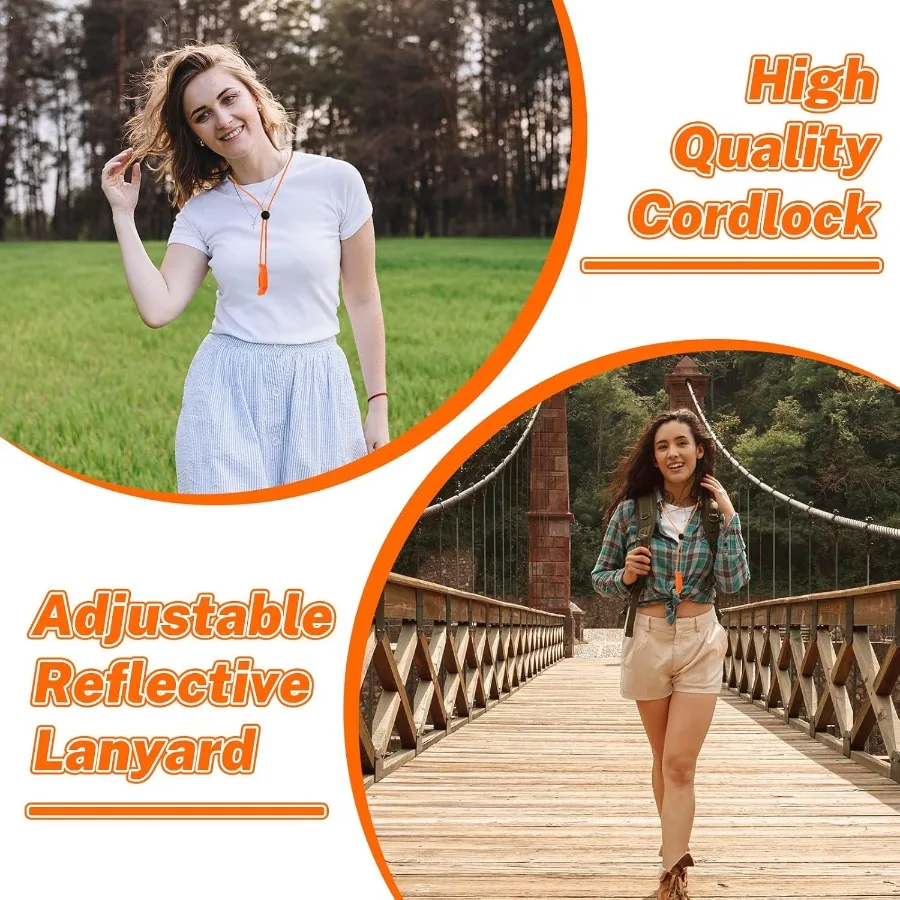 صفارات الطوارئ مع صفارة السلامة الحبل بقاء Shrill بصوت عال صافرة بحرية مع حبل عاكس قابل للتعديل لركوب القوارب #4