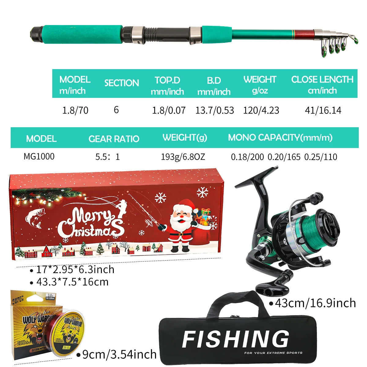 Luya Caña Ultraligera Portátil – Kit Completo Pesca Marítima - imagen 3