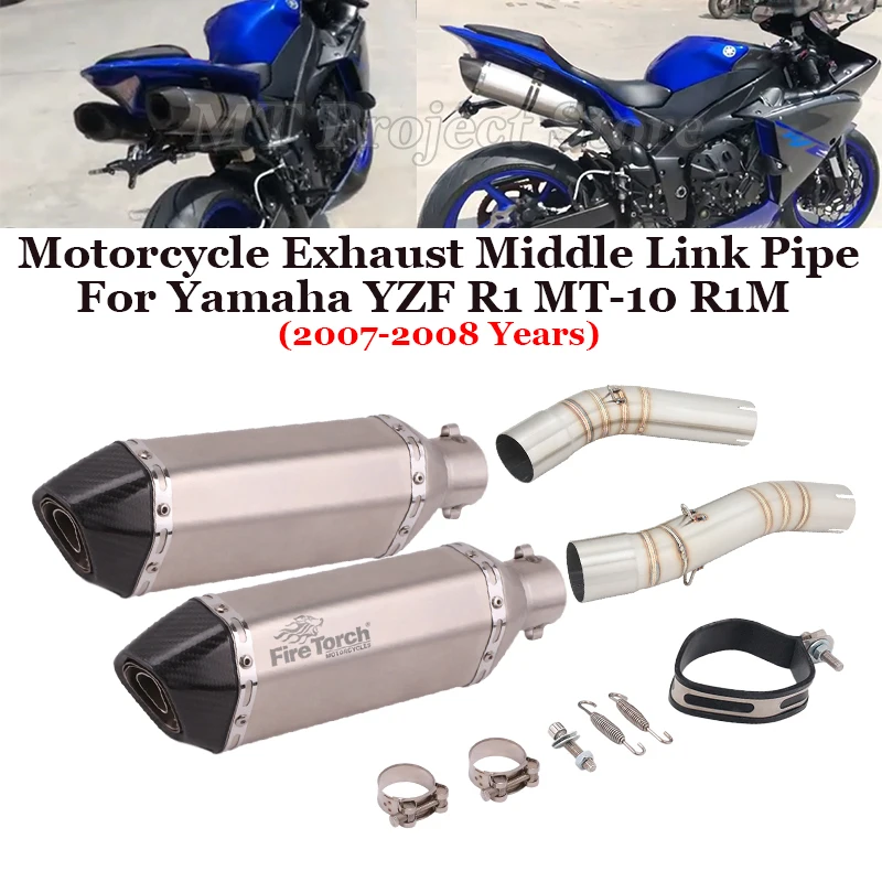 

Slip On For Yamaha YZF R1 MT-10 R1M MT10 2007 2008 Motorcycle Exhaust Escape System Muffler Left Right Mid Link Pipe DB Killer