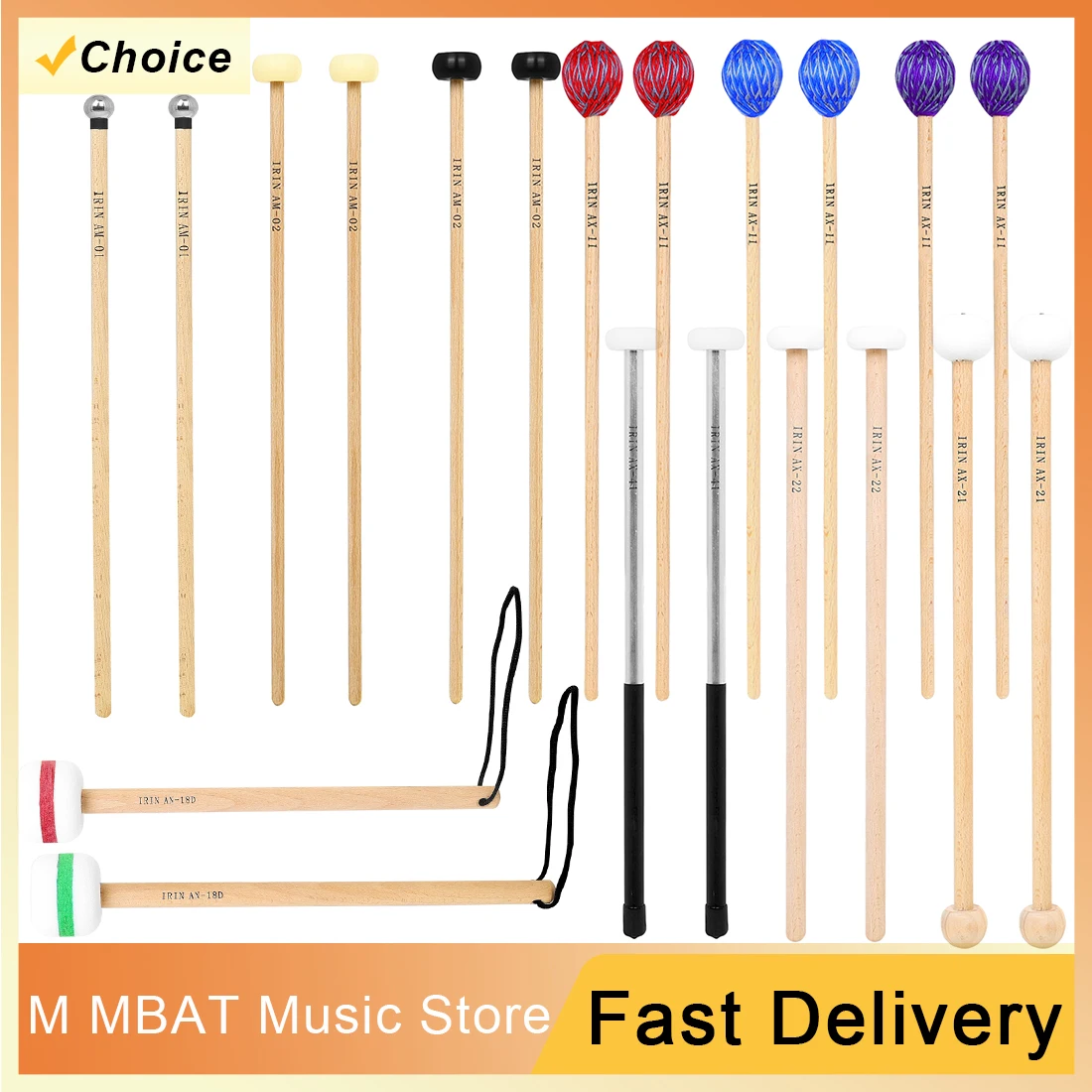 Multiple Colors Percussion Instrument Drumsticks Mallets Jazz Drum Stick Double Headed Soundhammer for Drum Marimba