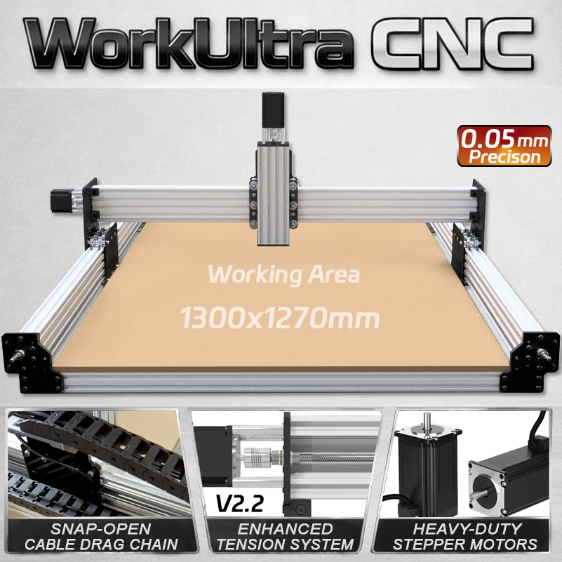 

Фрезерный станок с ЧПУ BulkMan3D WorkUltra V2.2 с системой натяжения ходовых винтов T8, 4-осевой, для фрезерования и гравировки дерева, металла, акрила