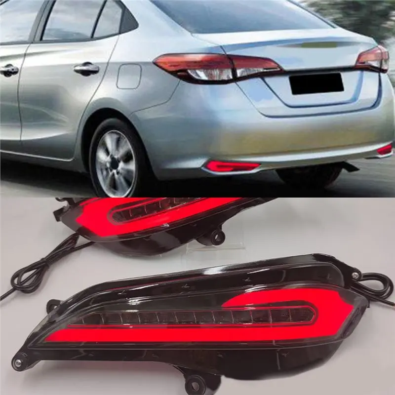 لتويوتا فيوس 2019 يارس 2017-2019 المصد الخلفي الضباب مصباح بدوره إشارة الفرامل تحذير ضوء اكسسوارات السيارات بدء متابعة الرسوم المتحركة #2