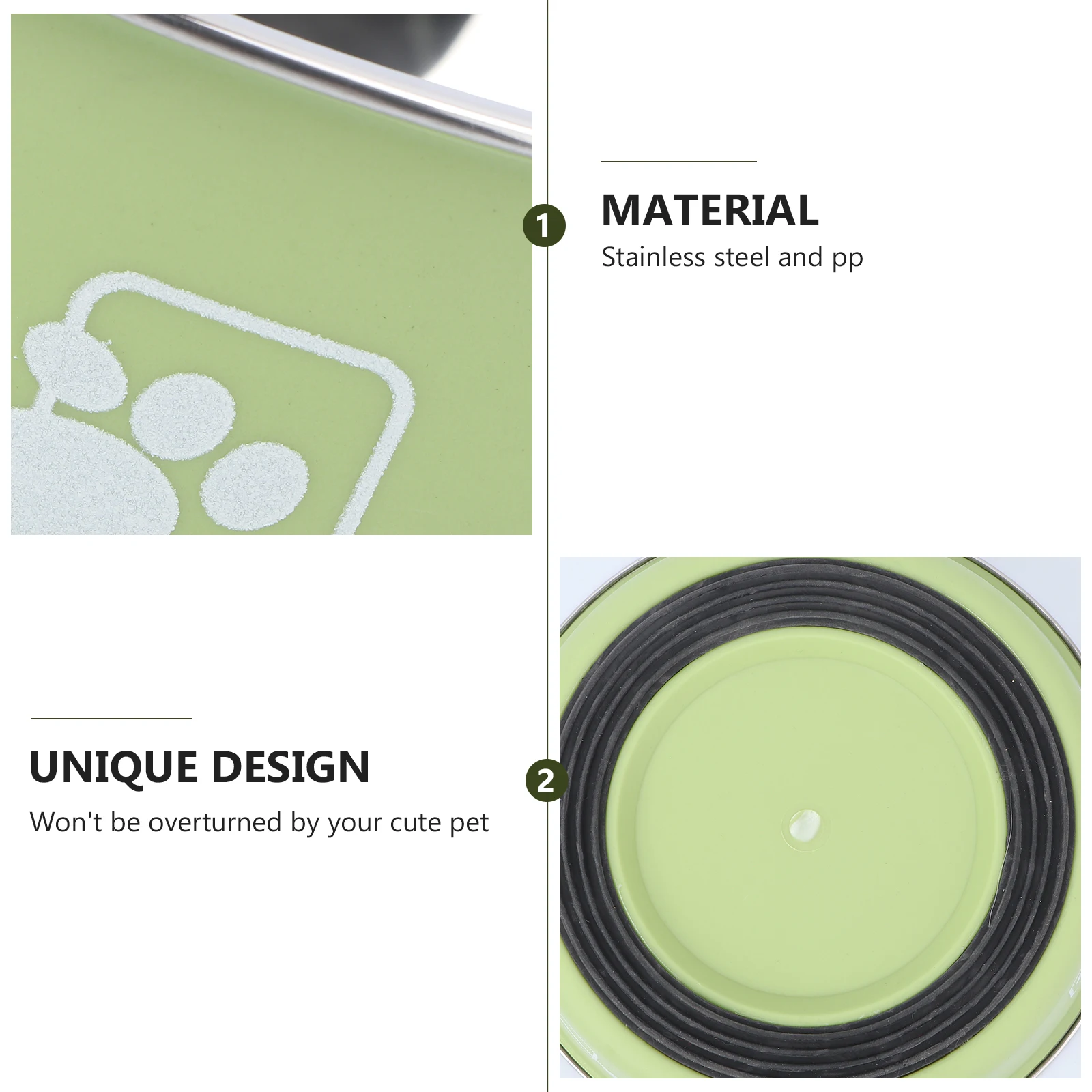 

Footprint Bowl Stainless Steel Double Bowl Round Pet Feeder Anti-slip Food Feeding Bowl (Green, Size )