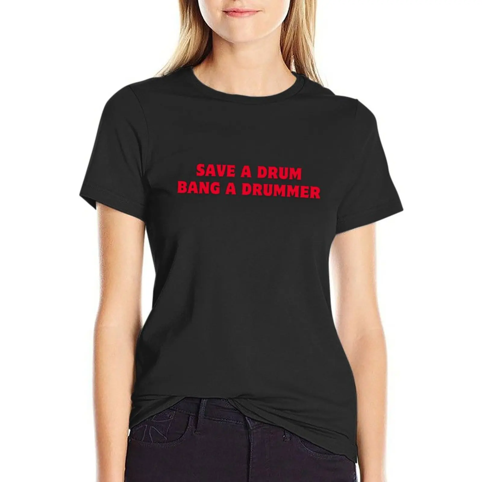 Save A Drum and Bang A Drummer Roupas Vintage para Mulheres, Tamanhos Grandes, Blusa, Moda, Funnys, 2024