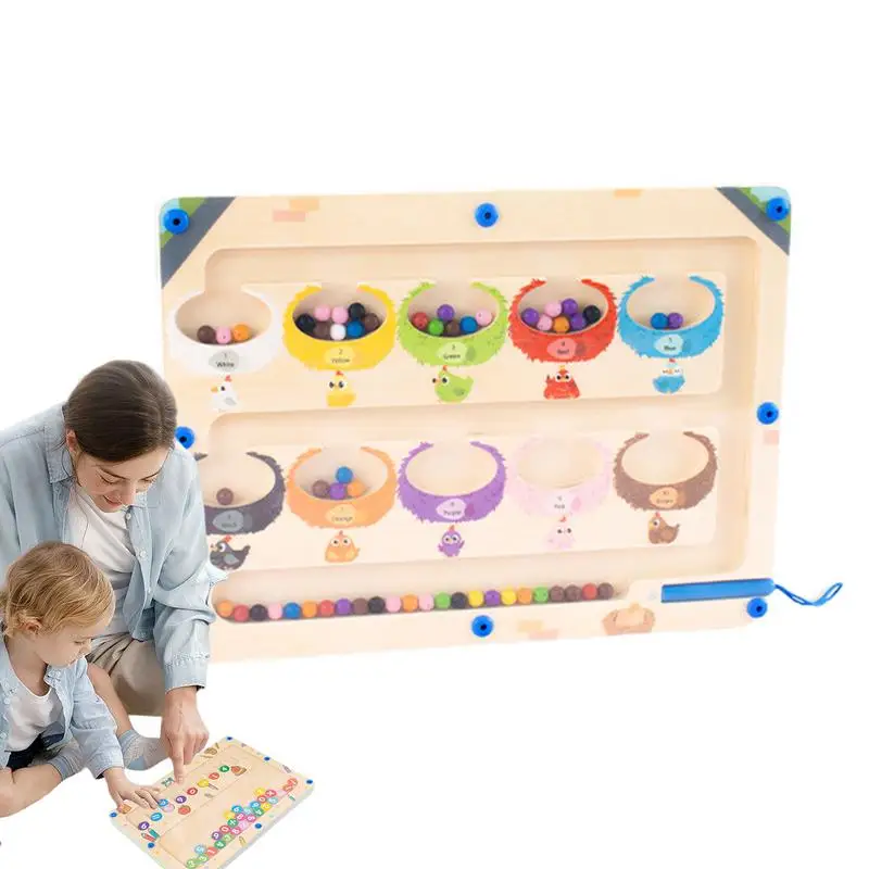 

Magnetic Maze Toy Double-Sided Number Matching Maze Early Educational Toy With Acrylic Cover For Home Outdoors School Travel