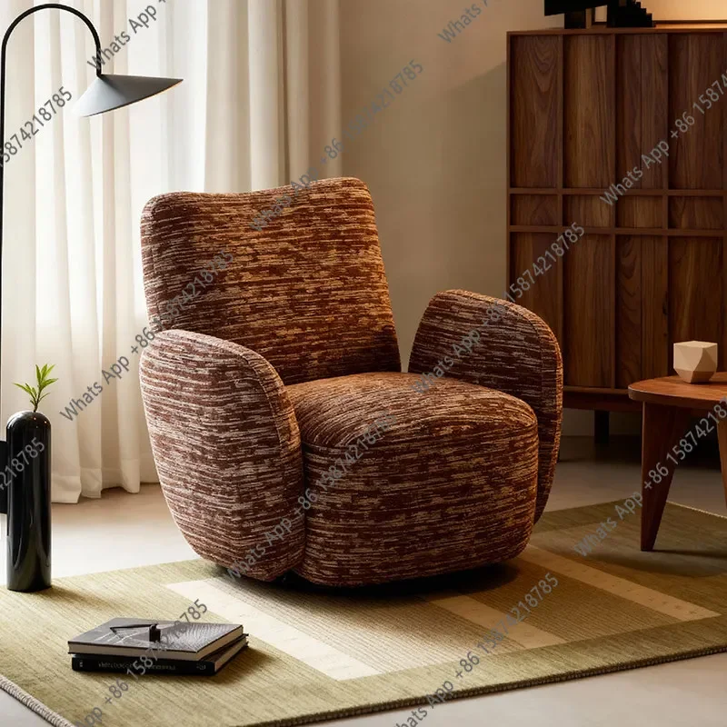 X65 Petal Single Chair Modern Simple Single Sofa Chair Cotton And Linen Rotatable Solid Wood Frame Living Room Single Chair Leis