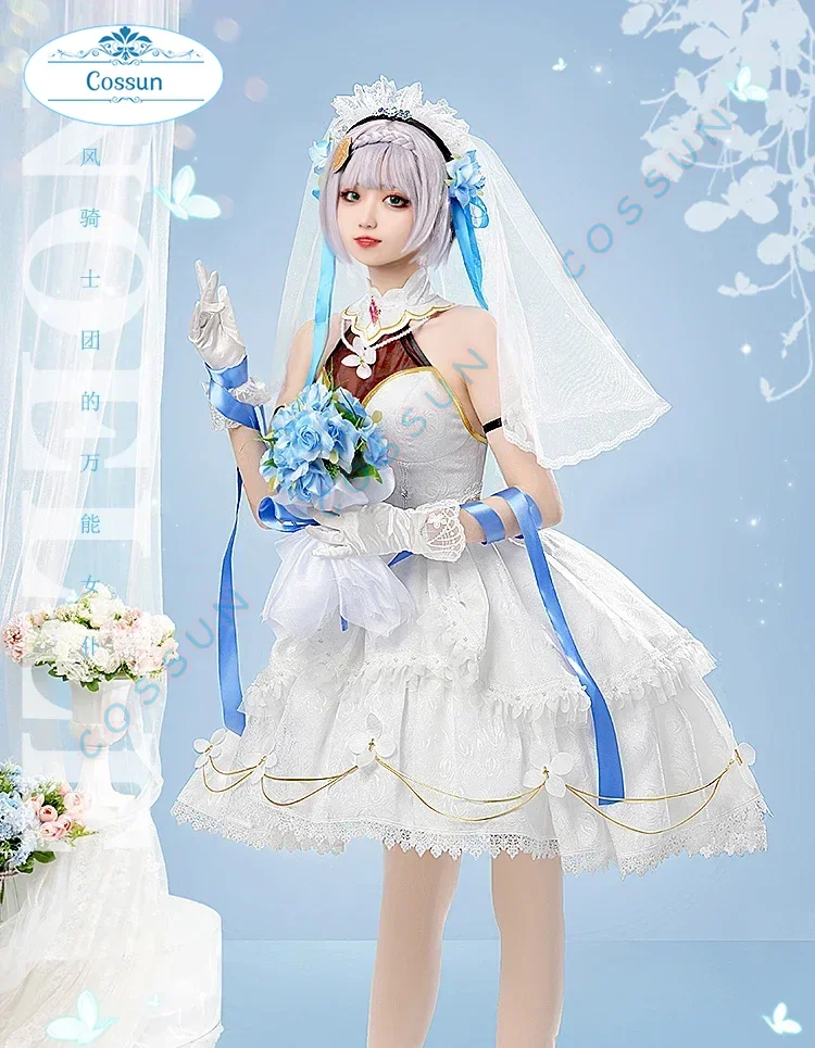 Game Genshin Impact Noelle Cosplay Costume Gorgeous Sweet Wedding Dress Activity Party Role Play Clothing Anime Outfits