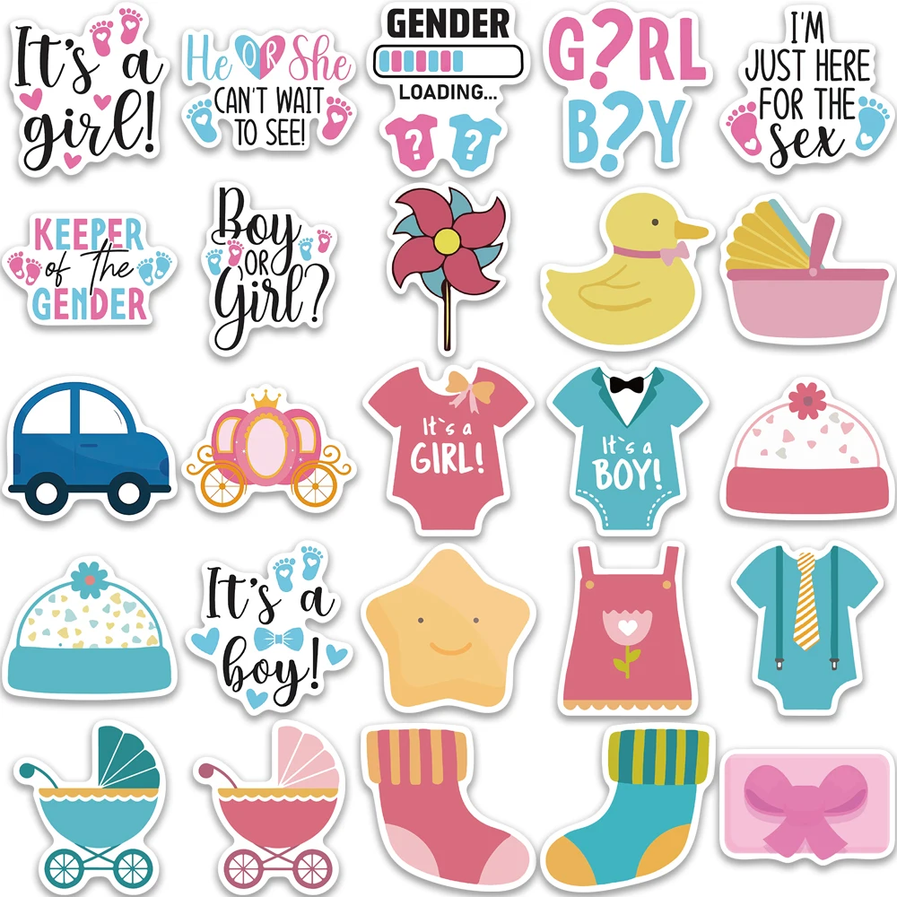 10/52PCS Baby sex revealed Stickers Vintage For DIY Notebook Guitar Scrapbooking Motorcycle Laptop Luggage Graffiti Decals