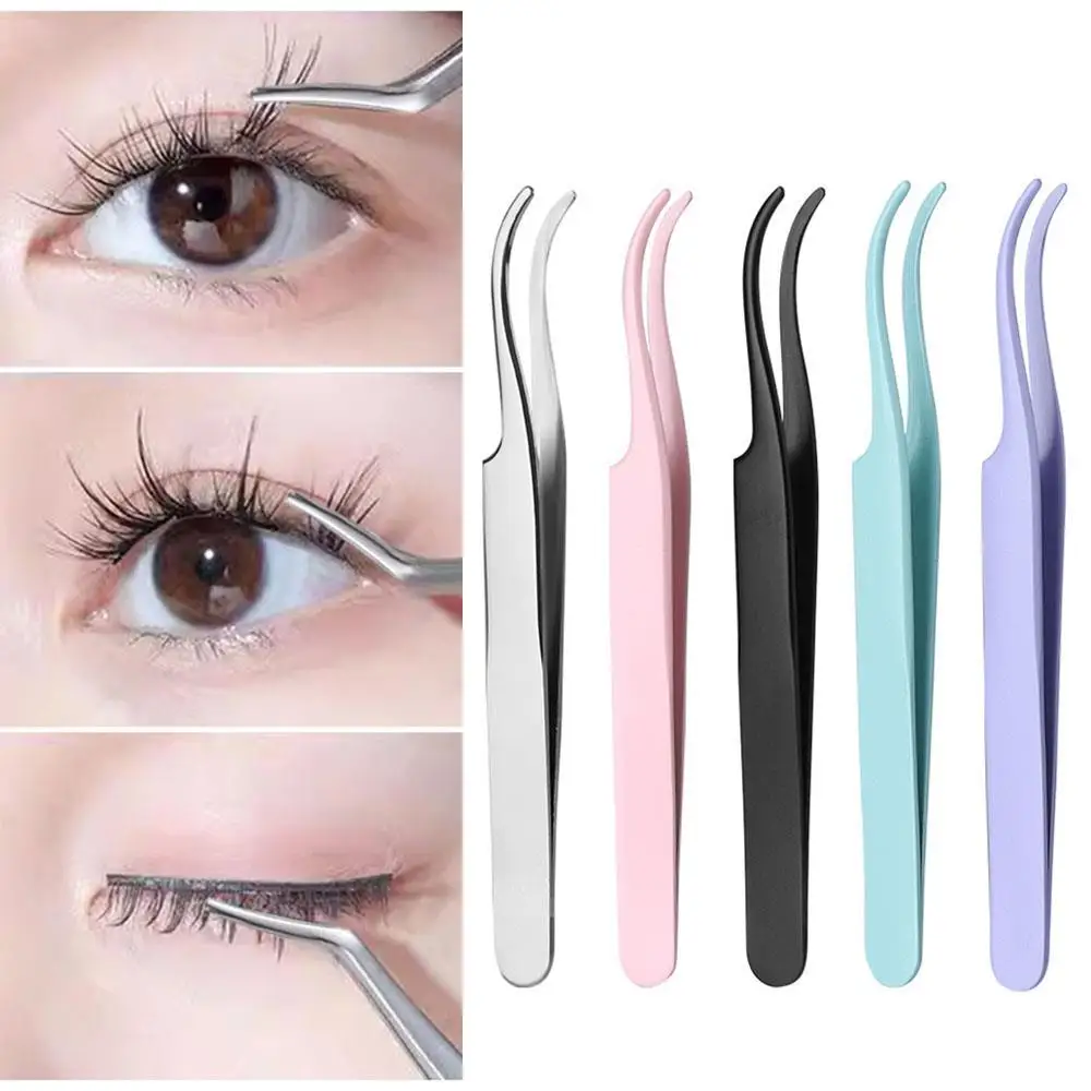 Eyelash Curved Tweezers Lash Extension Nippers Lash Applicator Lash Grafting Item Lash Picking Tool Ultra Fine Makeup Tool