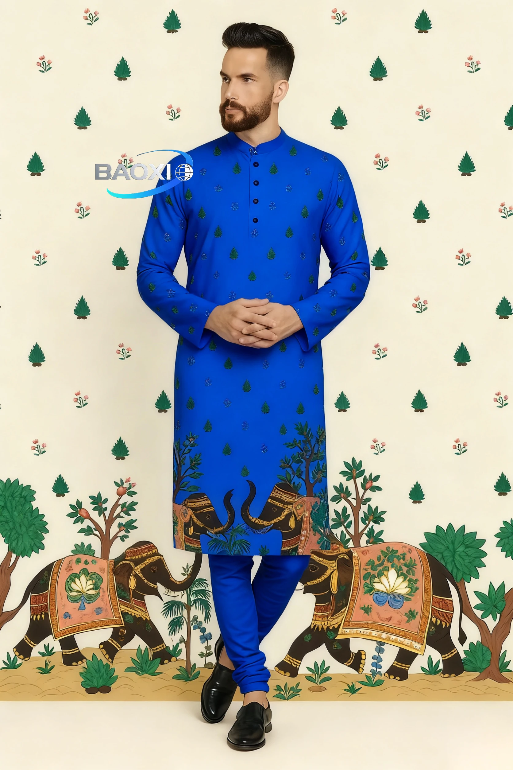 Men's printed pattern kurta vardha fashionable and comfortable fit regular long robe suitable for all occasions ethnic clothing