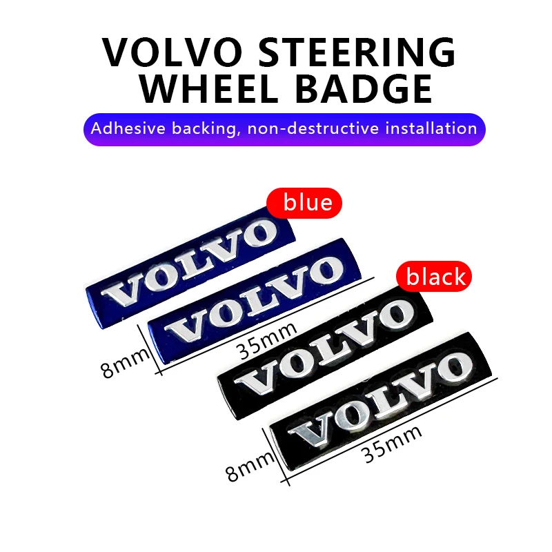 35*8mm para Volvo XC90 V90 XC60 V40 S60 V60 S40 antes de 2010 pegatina Volvo pegatina para volante emblema azul pegatina Interior