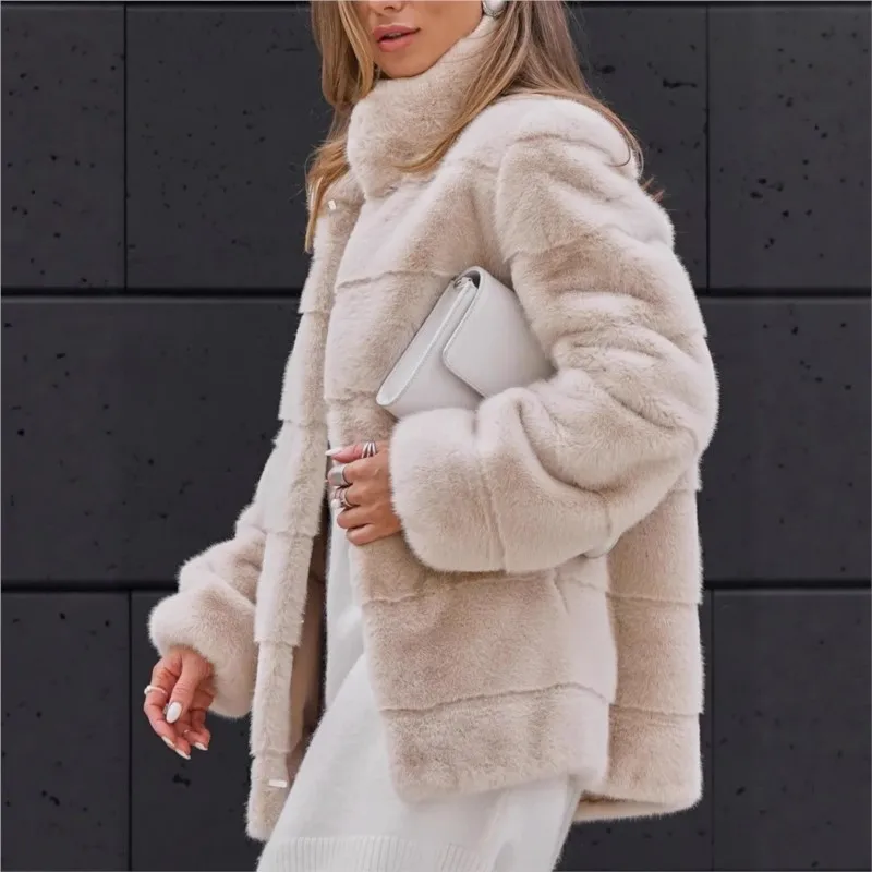 Women's velvet mixed fur coat thickened artificial