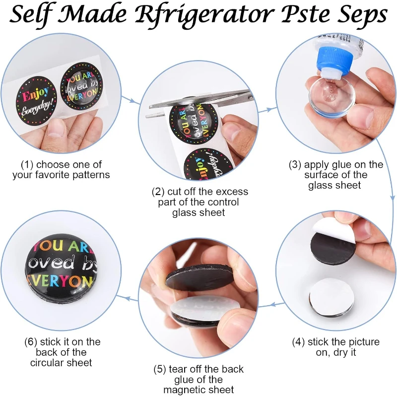 50set Craft Magnets Glass Ceramic Ferrite Magnet with Adhesive Backing and Transparent Clear Glass for DIY Craft Fridge Magnet
