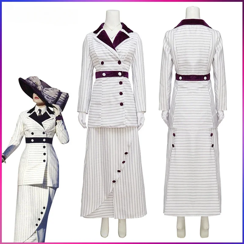 Cosplay Film Titanic Heroine Rose DeWitt Bukater White Elegant Women's Sets Daily Party Performance Striped Fashions Suit Dress