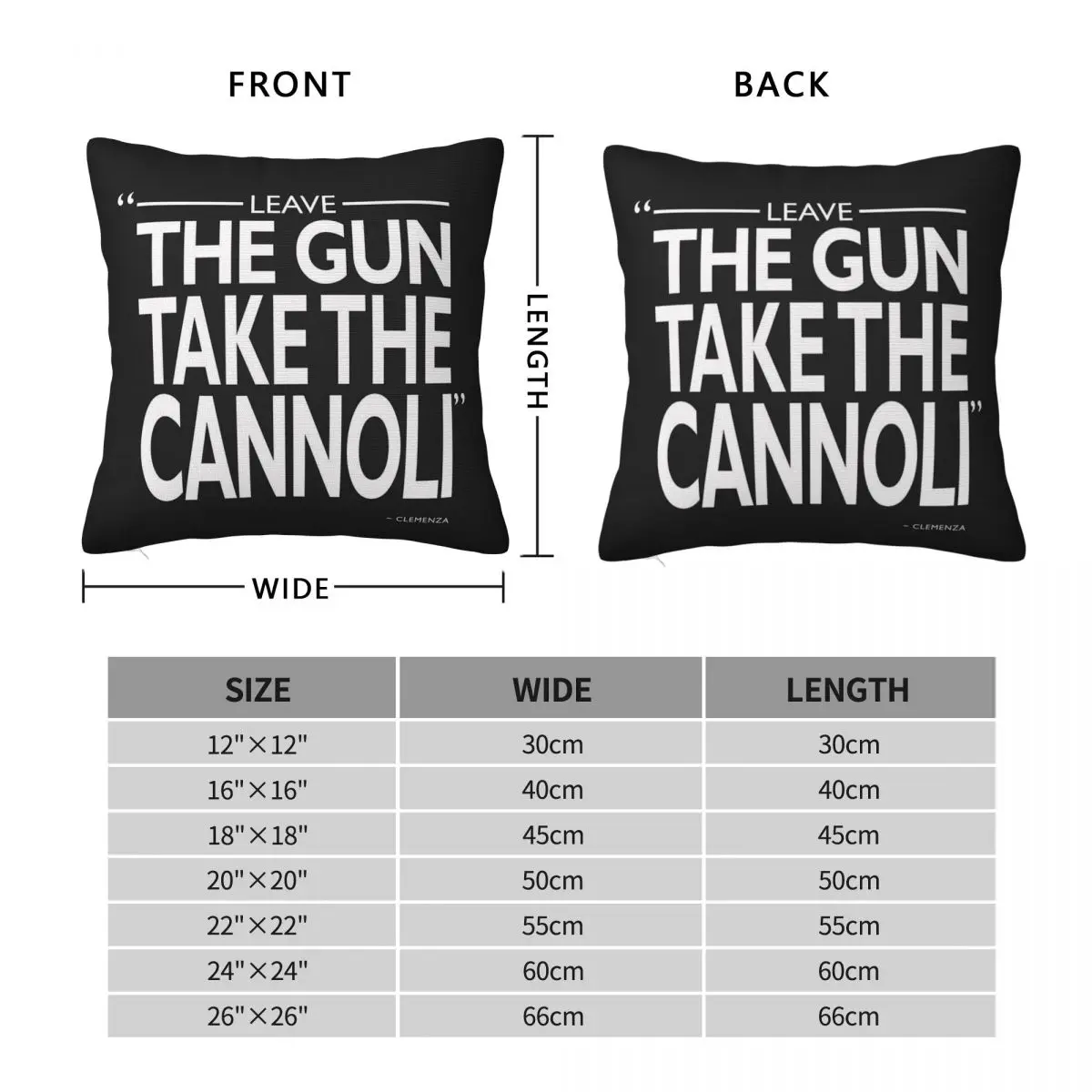 Leave The Gun Take The Cannoli Pillowcase Polyester Linen Velvet Creative Zip Decorative Bed Cushion Case