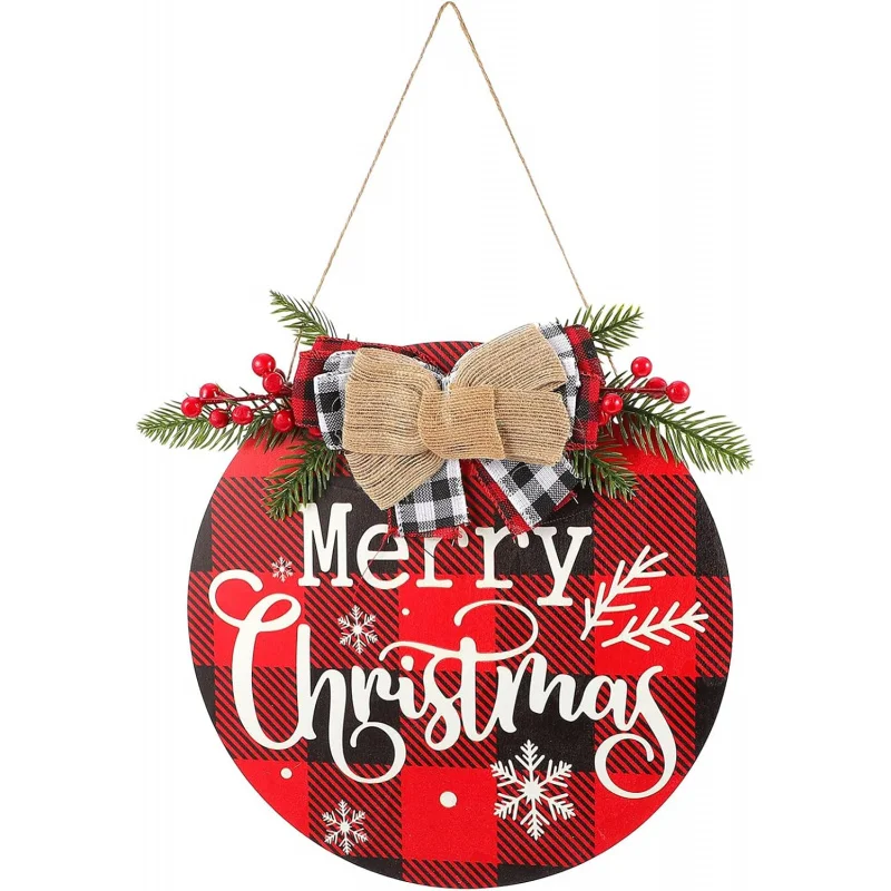 

3 Happy Christmas signs, wooden doors, holiday decorations, pendant 30X30CM