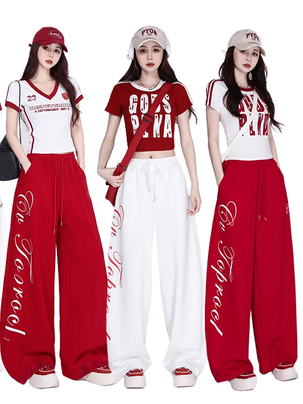 

Loose Jazz Dance Pants Hip Hop Performance Outfit Women's Street Style Two-Piece Set Comfortable Cotton Blend Summer Wear