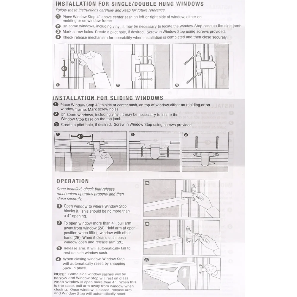 Child Safety Window Stop Adjustable Lock Mechanism Multi-pack Single Double Hung Sliding Windows ASTM Compliant 2 Pack