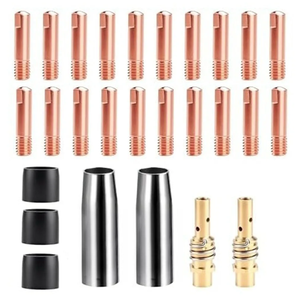 

27PCS Welding Accessory Set for MB15AK Includes Gas Nozzles Nozzle Handles and 0 8mm Power Nozzles for Effective Welding