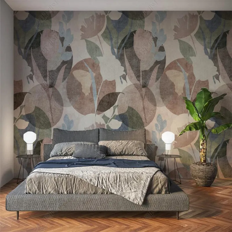 

Custom Wallpaper Geometric Graphics Tropical Plant Leaves Mural Home Decor 3D Wall Paper For Bedroom Decor