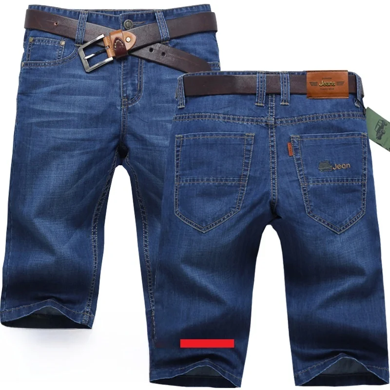 

Летние тонкие мужские джинсовые шорты больших размеров, повседневные, свободного кроя, длиной 5-7 дюймов, прямые, из хлопкового денима, со средней посадкой, на молнии