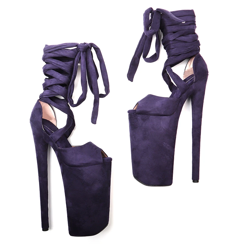 Leecabe  26CM/10inches  suede Upper small open toe exotic High Heel platform party sandals Stripper heels Pole Dance shoes