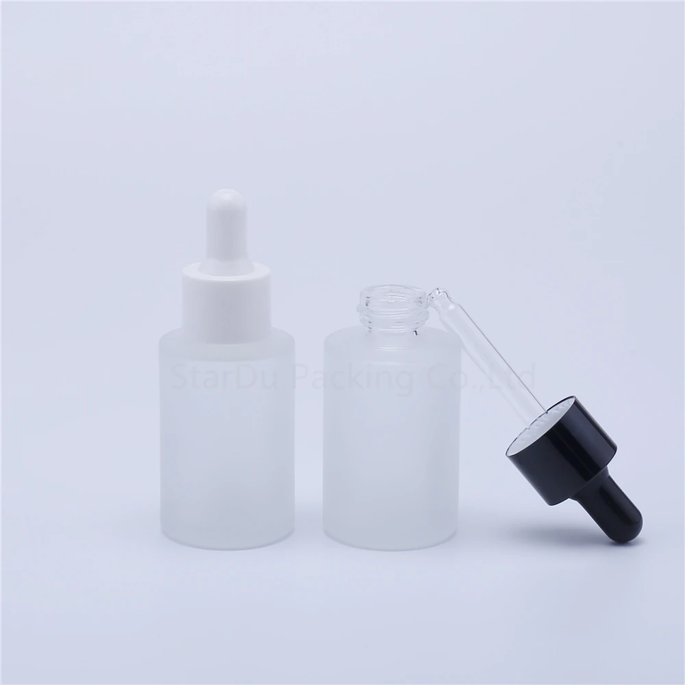 100pcs 30ml Transparent Frost Glass Bottle With Dropper For Essential Oil Bottles , 30cc Empty Perfume Bottles