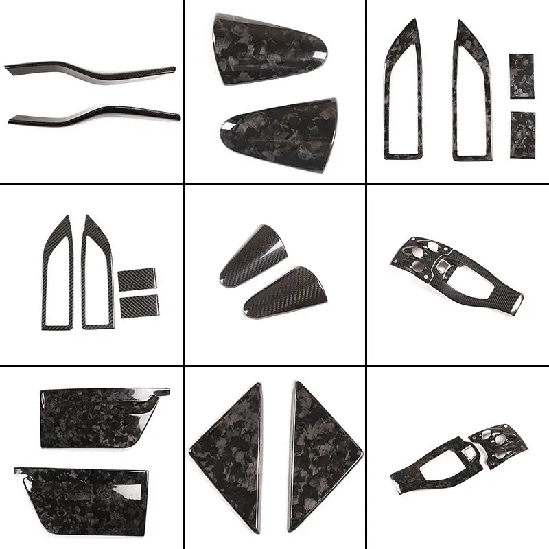 Car Accessories Real Carbon Fiber Central Control Gear Panel Outer Handle Glass Lift Trim Frame Sticker For Ferrari 458 2011-16