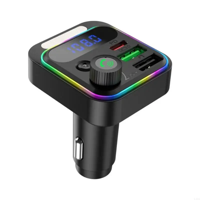 

L41E Portable Bluetooth-compatible 5.3 Car FM Transmitter With Colorful LED Display