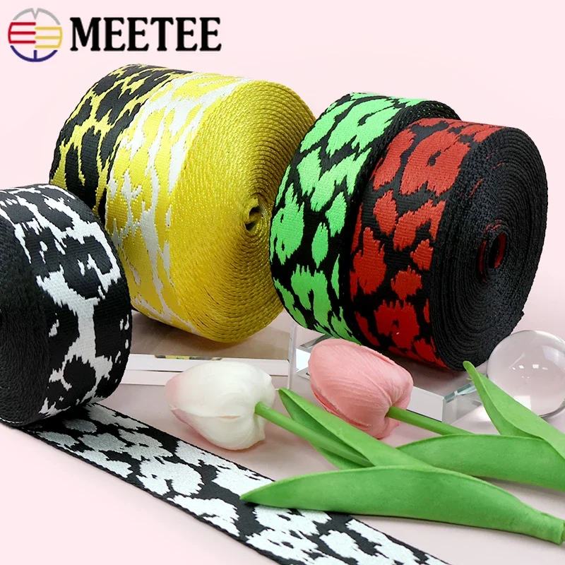 

1-4M 38mm Jacquard Webbing Straps Leopard Decoration Ribbons Band Backpack Clothes Bag Strap Bias Binding DIY Sewing Accessories
