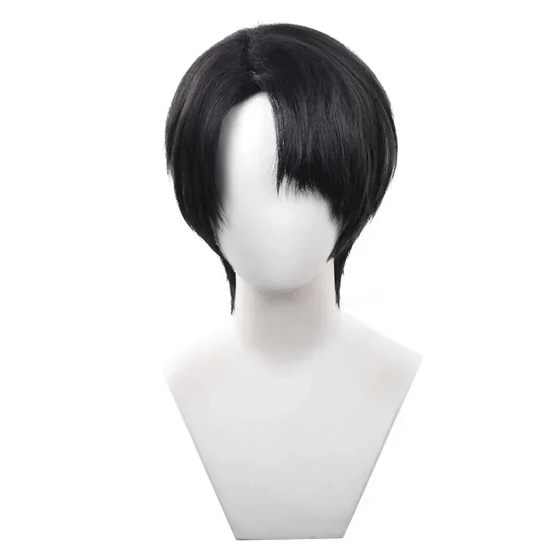Levi Ackerman Cosplay Anime Cos Men 30cm Short Black Brown Heat Resistant Synthetic Wigs Halloween Party Wigx,5;d'2.y;8'