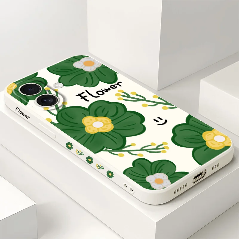 

Happy Floral Phone Case For iPhone 16 16e 15 14 13 12 11 X XR XS Plus Pro Max Mini Silicone Cover
