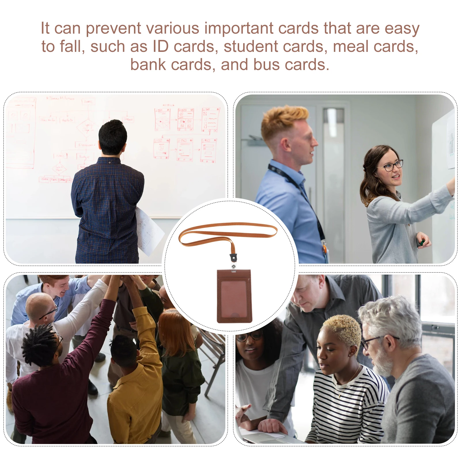 

PU Material Magnetic Card Protector Id Badge Holder for Multiple Cards Vertical Design Work School Office Use
