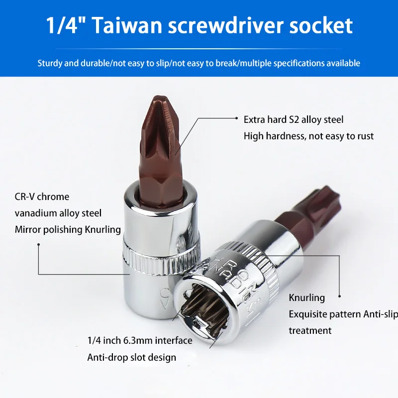 Новые 5 шт. отвертки Torx 1/4 дюйма, инструменты с торцевой головкой T15 T20 T25 T30 T40, адаптер торцевого ключа, ручные инструменты 2025 Новые 5 шт. отвертки Torx 1/4 дюйма, инструменты с торцевой головкой T15 T20 T25 T30 T40, адаптер торцевого ключа, ручные инструменты 2025