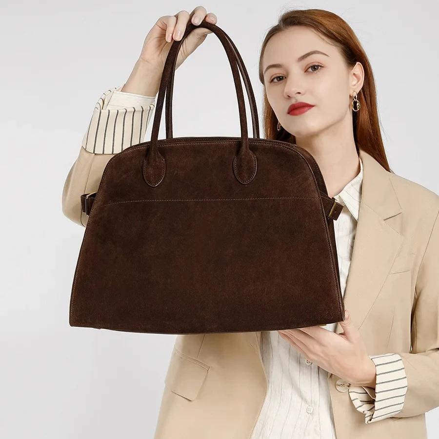 

Genuine Leather High Quality Cowhide Handbag for women Large Capacity Suede Tote Bag Casual Soft Shoulder Bag Luxury Designer