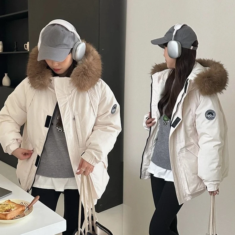 

2025 New Women's Short Parka, Hooded Solid Color Cotton Jacket, Loose Casual Thick Warm Winter Coat Top