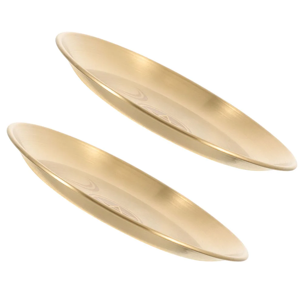 

2Pcs Moon Gold Plate Metal Holder Tray with Pentagram Design Sturdy Iron Altar Plate for Religious Ceremony