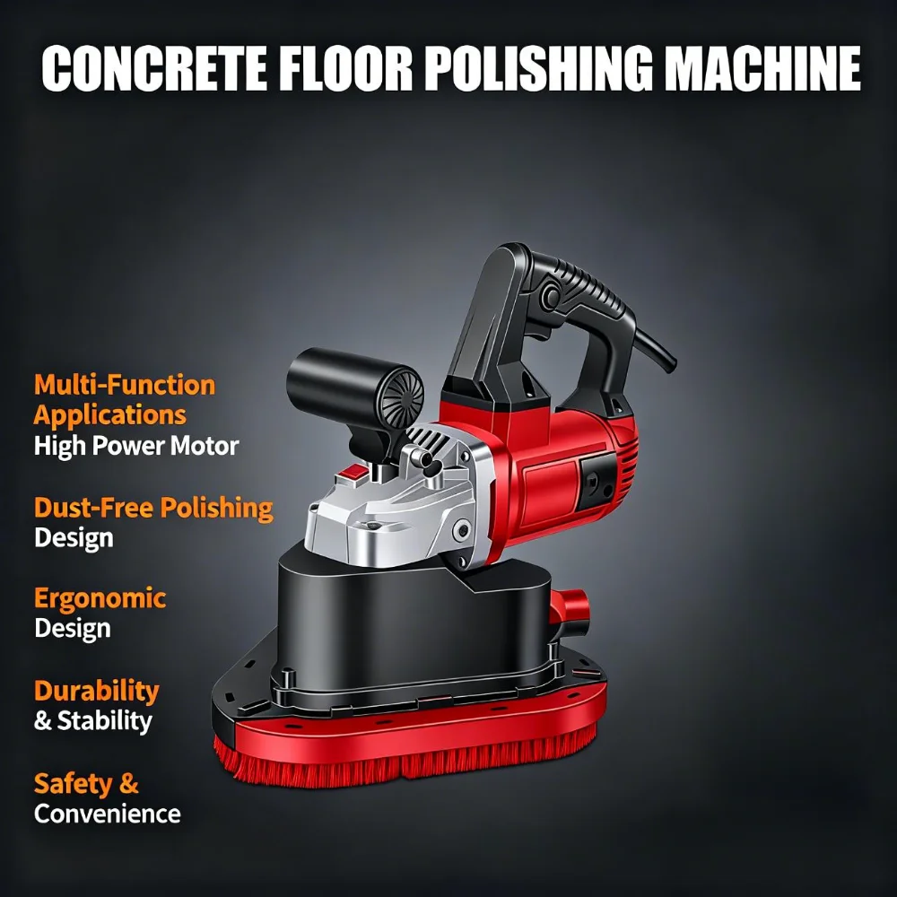 

Concrete Floor Polishing Grinder Electric Ground Sander Machine Dust Free Epoxy Marble Cement Surface Polisher Tool