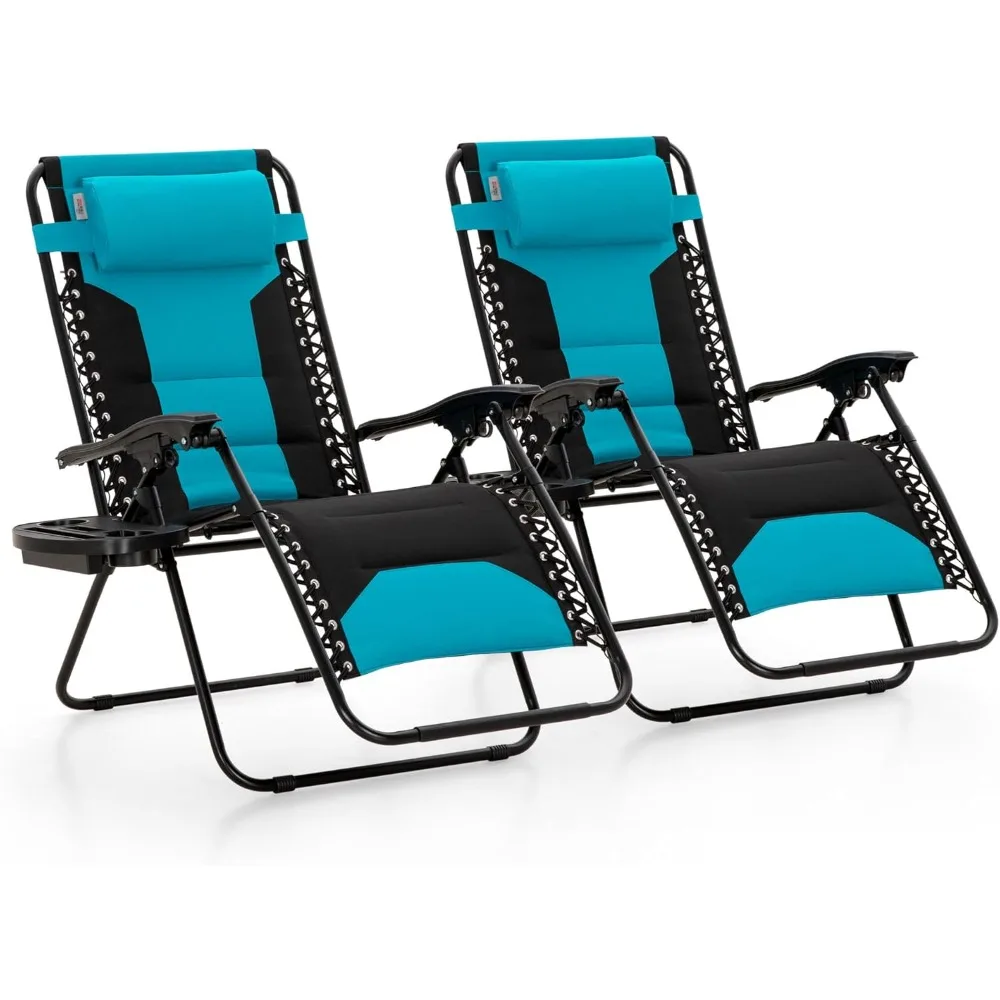 

Oversized XXL Padded Zero Gravity Chair, Lawn Outdoor Lounge Chairs Set of 2, Foldable Recliners 28" Wide Seat Anti-Gravity for