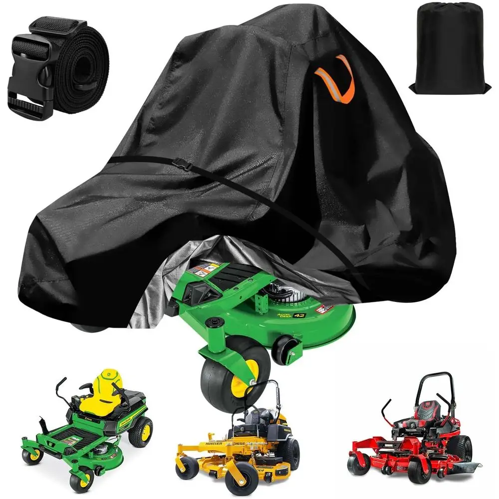 Zero-Turn Lawn Mower Covers,Waterproof Outdoor Riding Mower Cover,Fits up to 60" Decks Rider Lawnmower Storage Cover Accessories