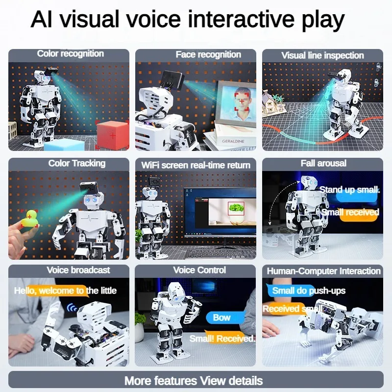 17 Dof Humanoid Robot Supports AI Vision Voice Interaction Singing Educational Programming DIY Kit For Arduino or Scratch Python